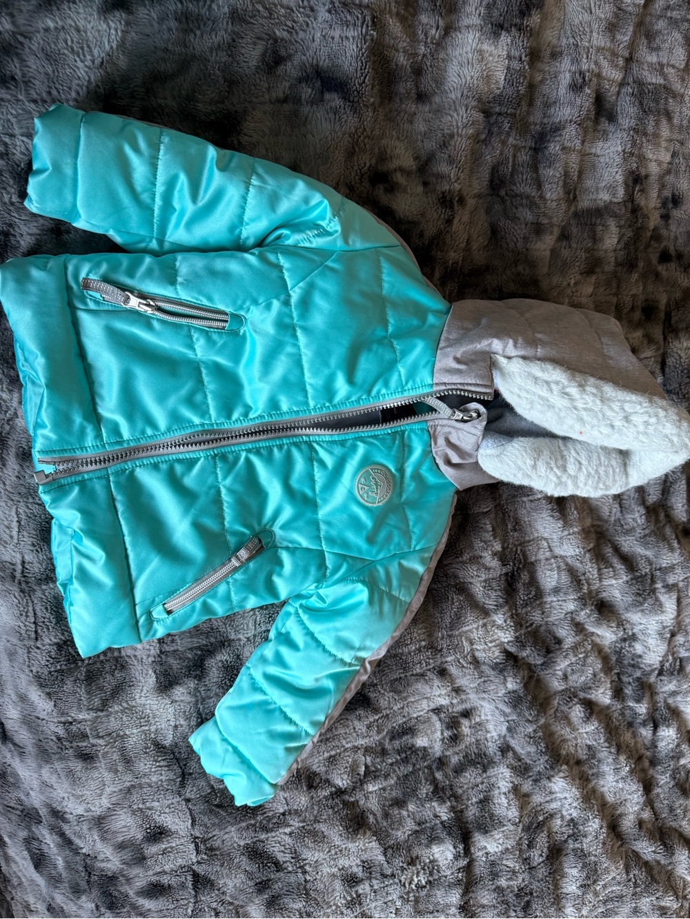 Gerry Girls 2T Turquoise Puffer Winter Coat Faux Fur Hood